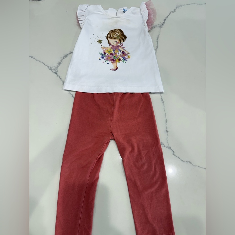 Mayoral White and Pink Fairy Print Set